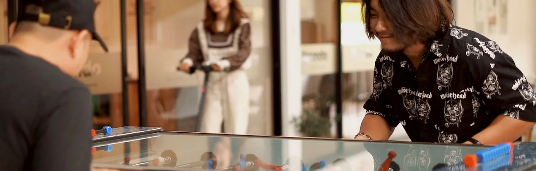 A table football break at the Azendo office, home to our QA outsourcing team